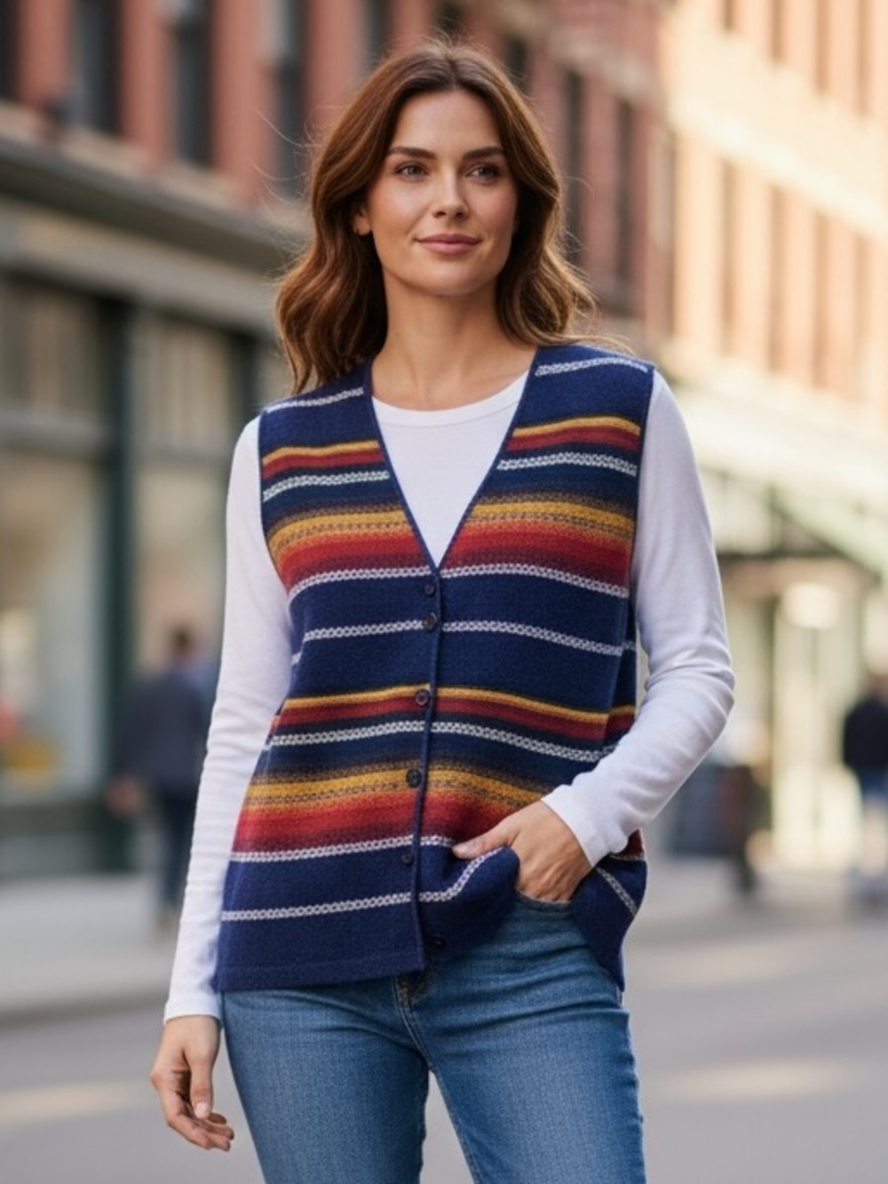 Vintage Avon Southwestern Knit Vest Made USA S/M
